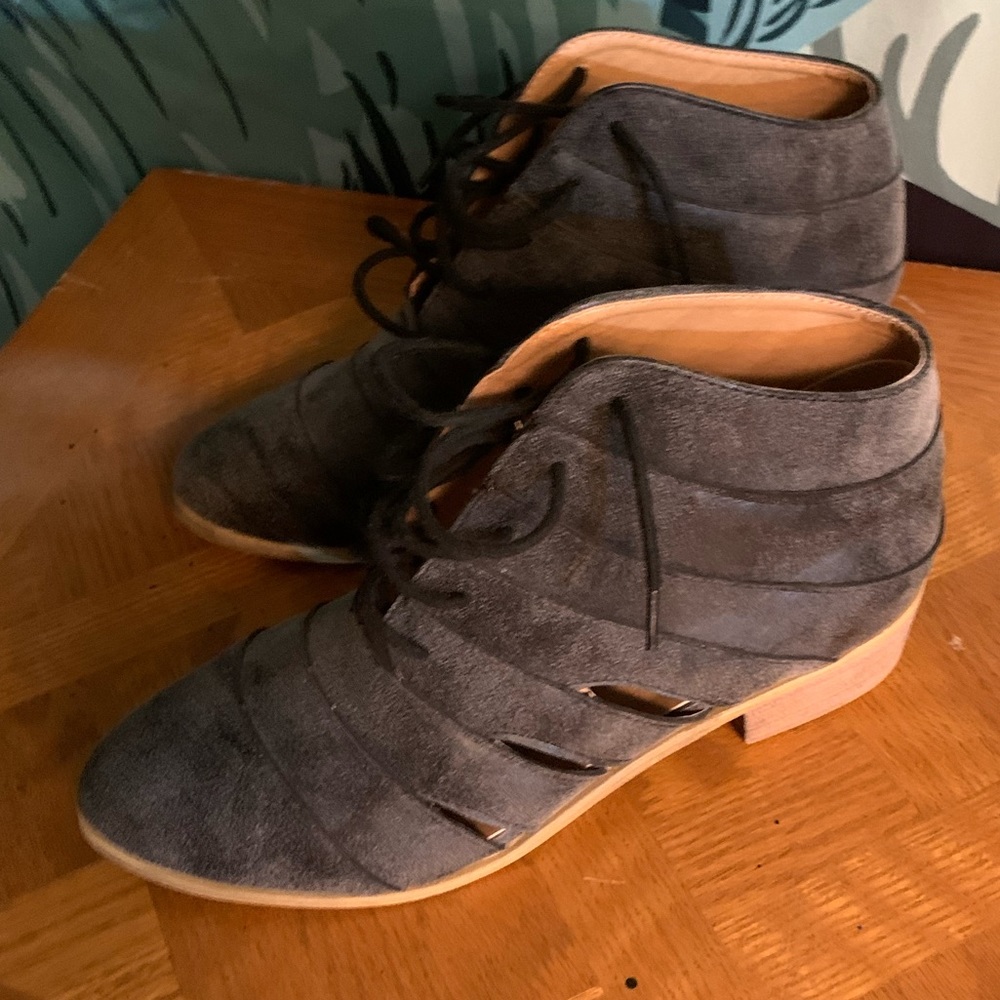 Faux distressed leather booties